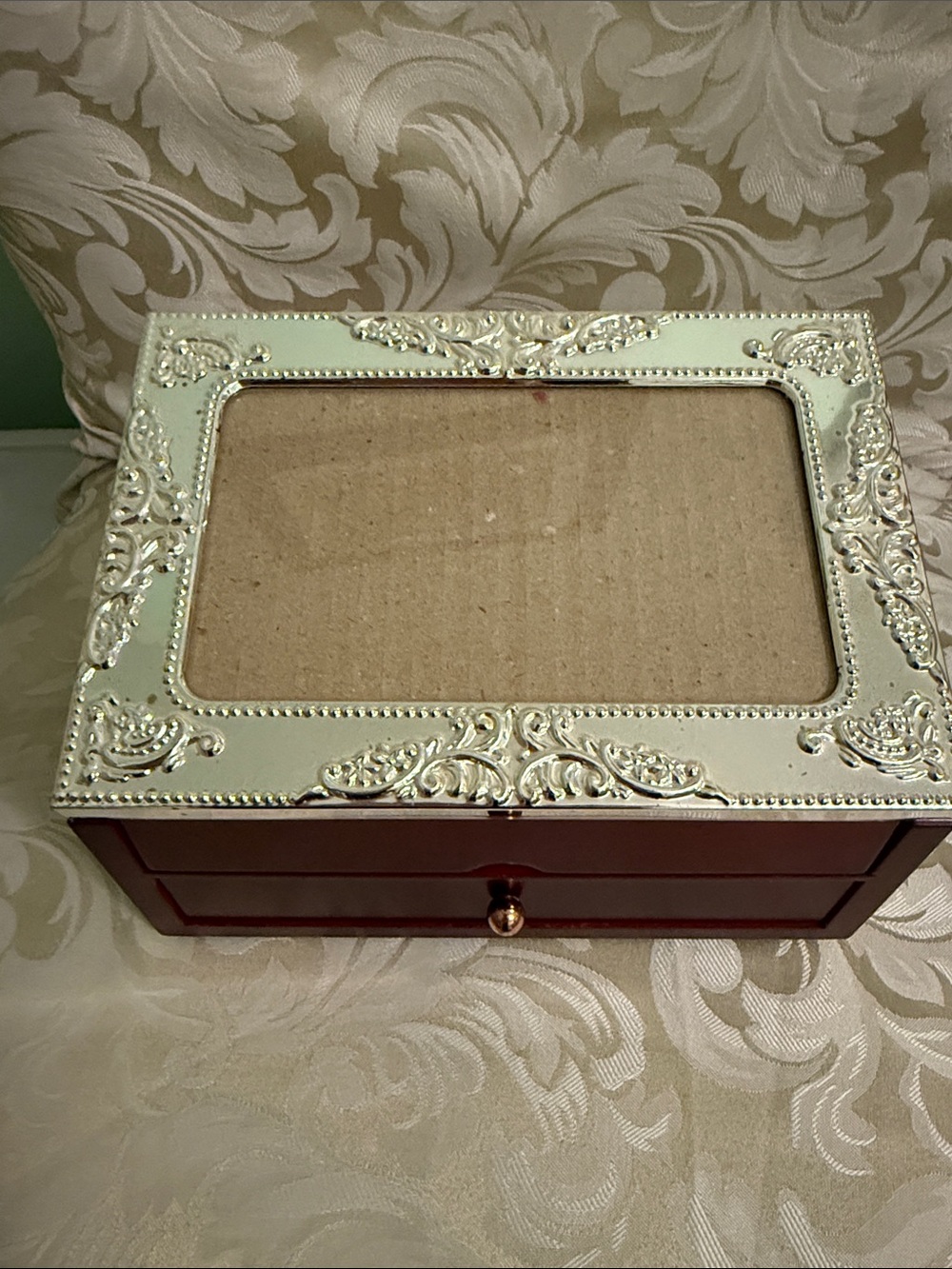Godinger Ornate SilverFrame-Top Red Jewelry Organizer Box